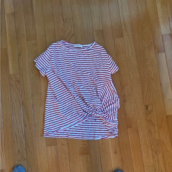 Tops - Red and White Striped Knot Tee